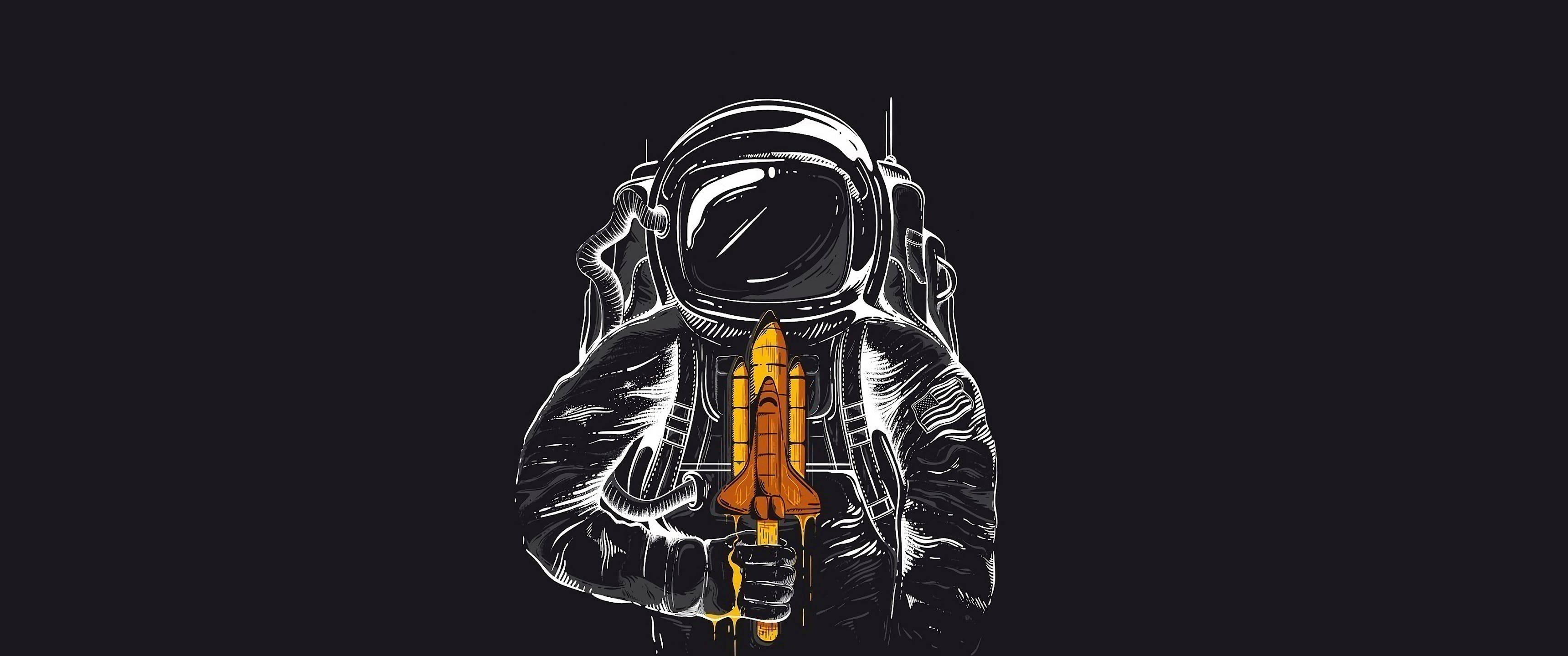 太空美学宇航员与航天飞机 壁纸