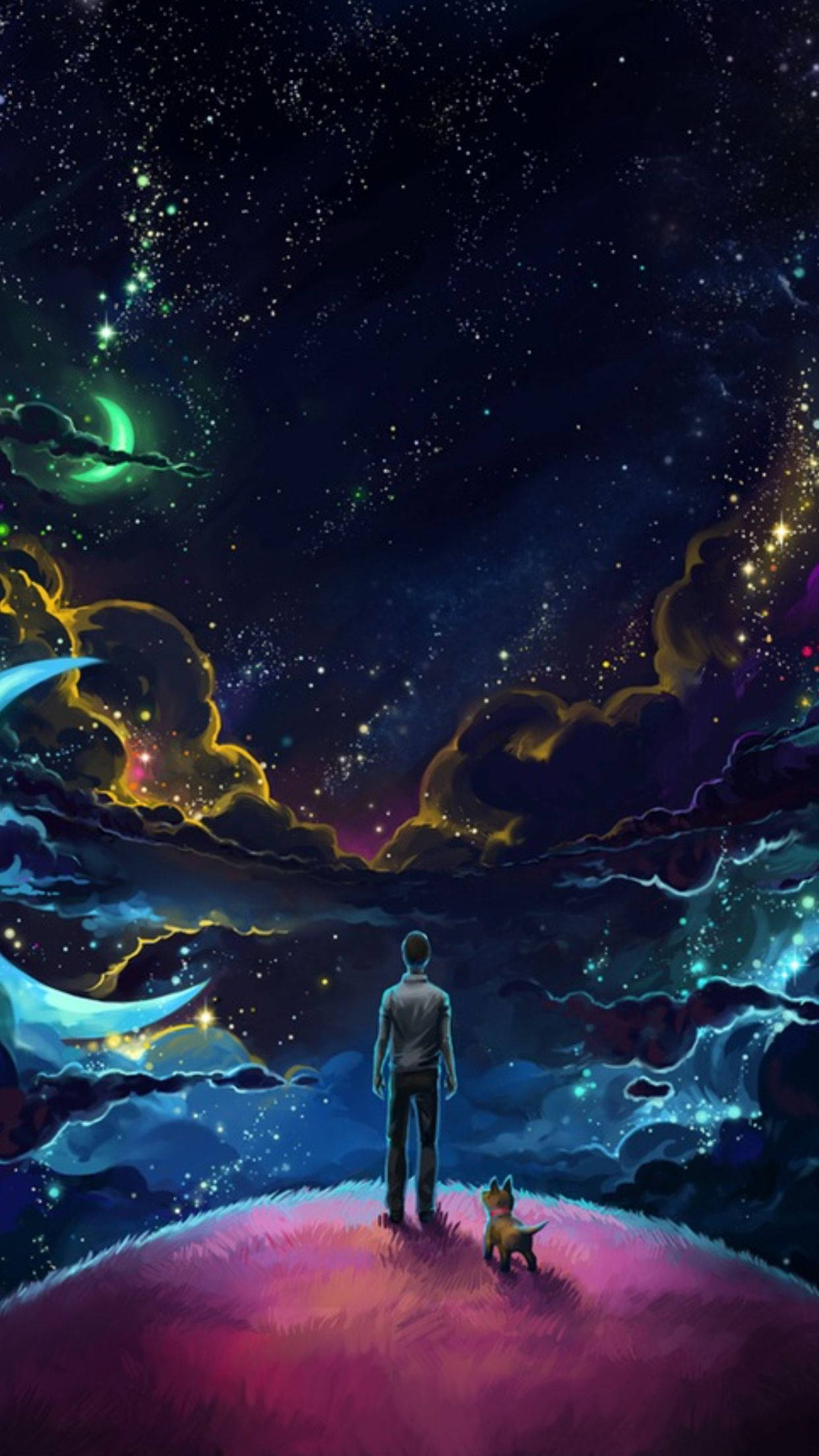 太空美学新月 壁纸