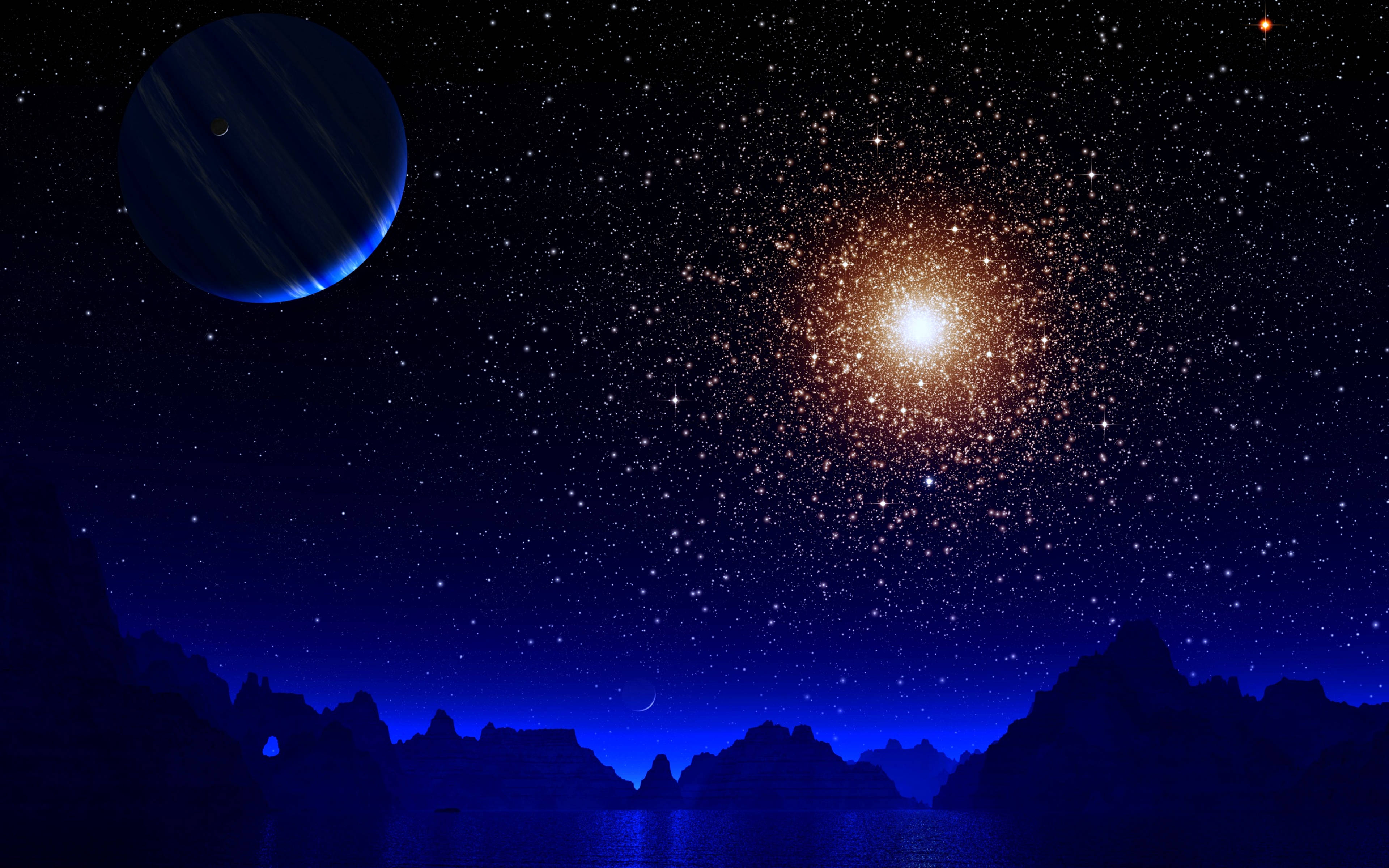 太空美学暗夜明月 壁纸