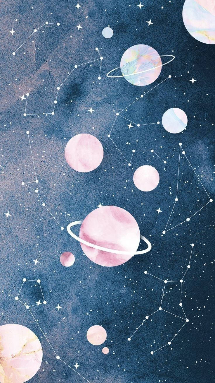 太空美学柔和星球与星辰 壁纸