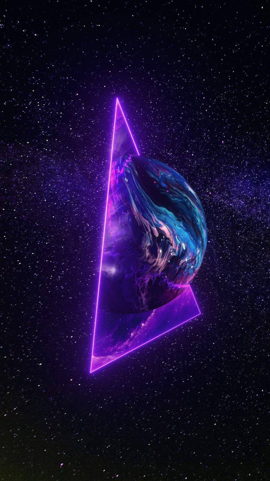 太空美学紫色三角地球 壁纸