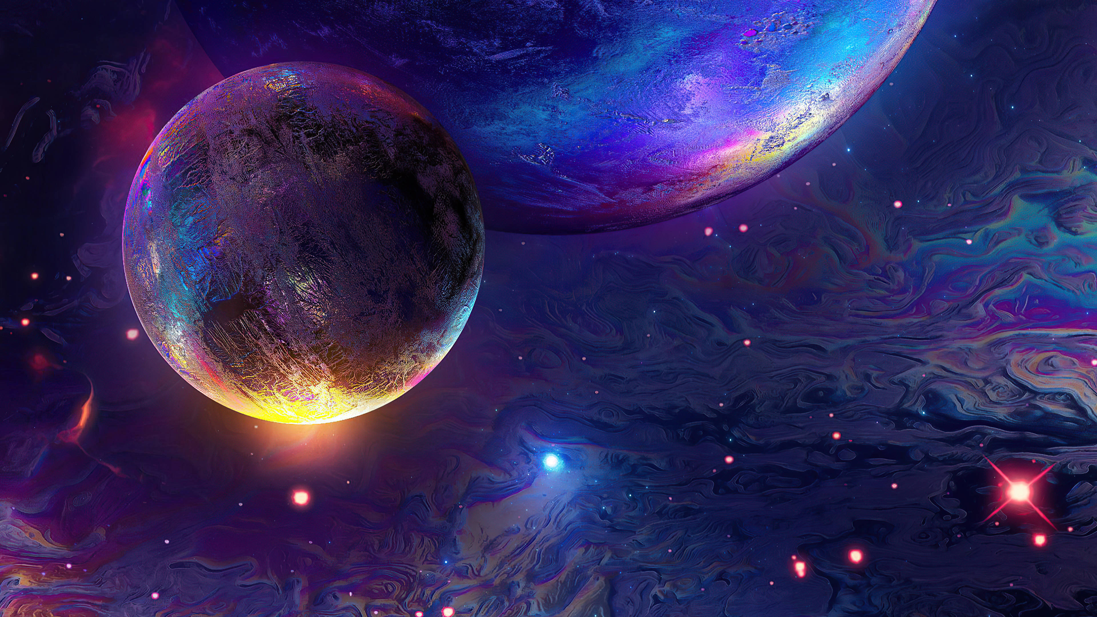 太空美学行星绘画 壁纸
