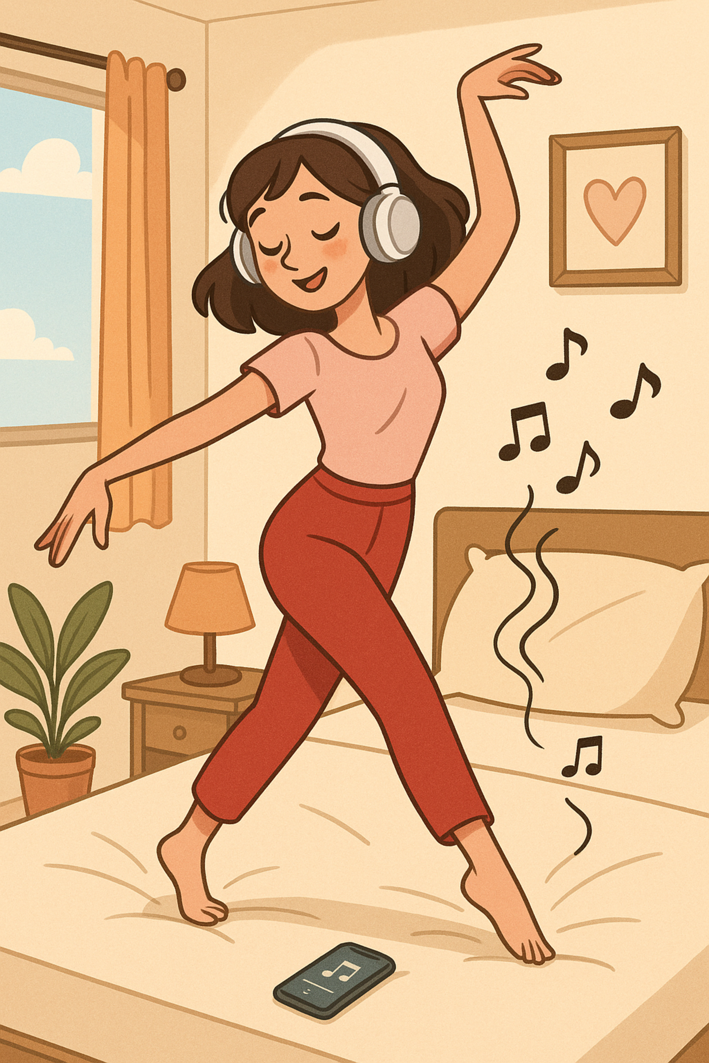 女子随美妙音乐起舞 壁纸