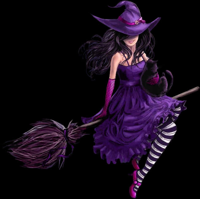 女巫骑扫帚的迷人画面 壁纸