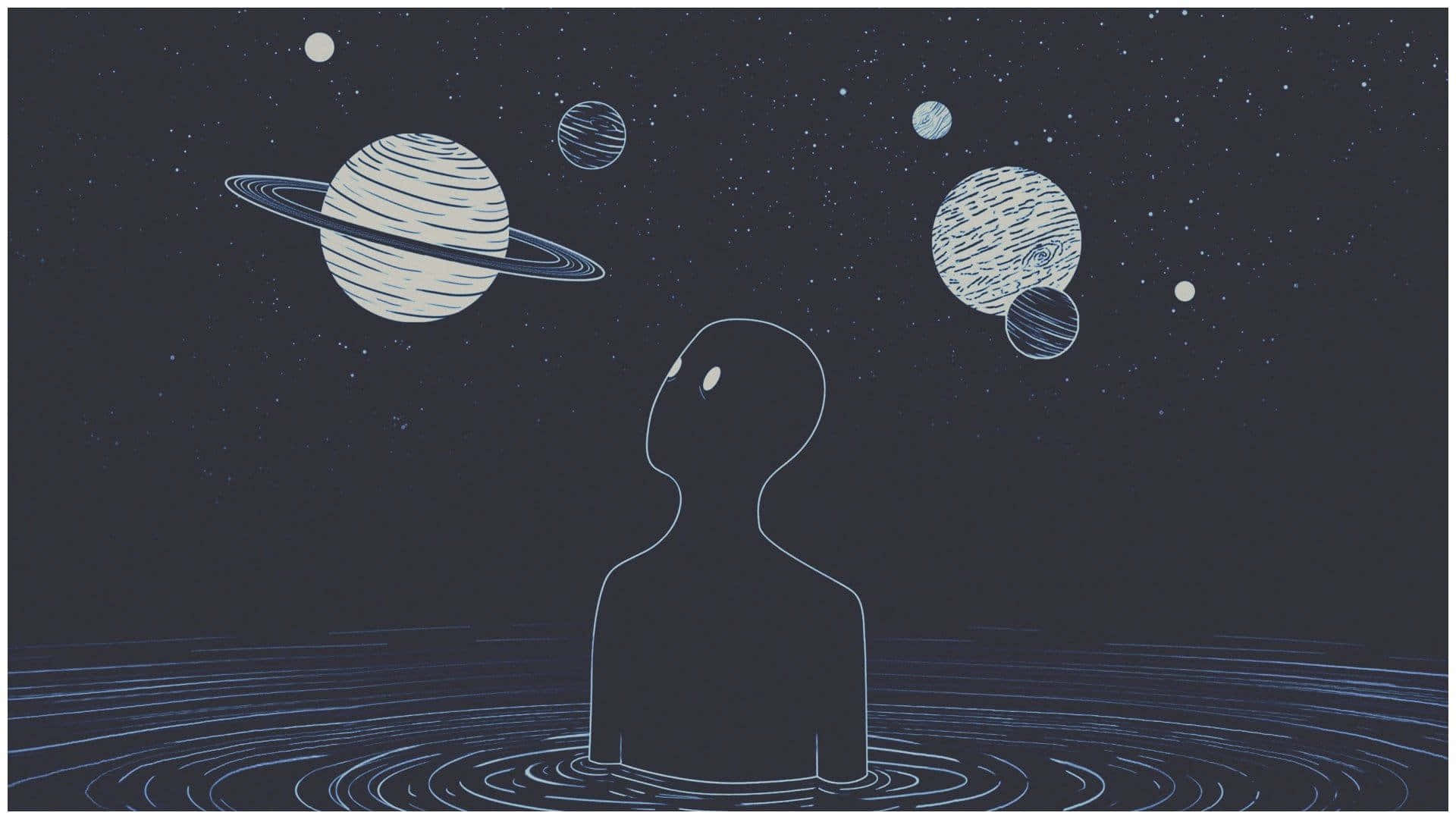 宁静湖面上空的壮丽夜空 壁纸