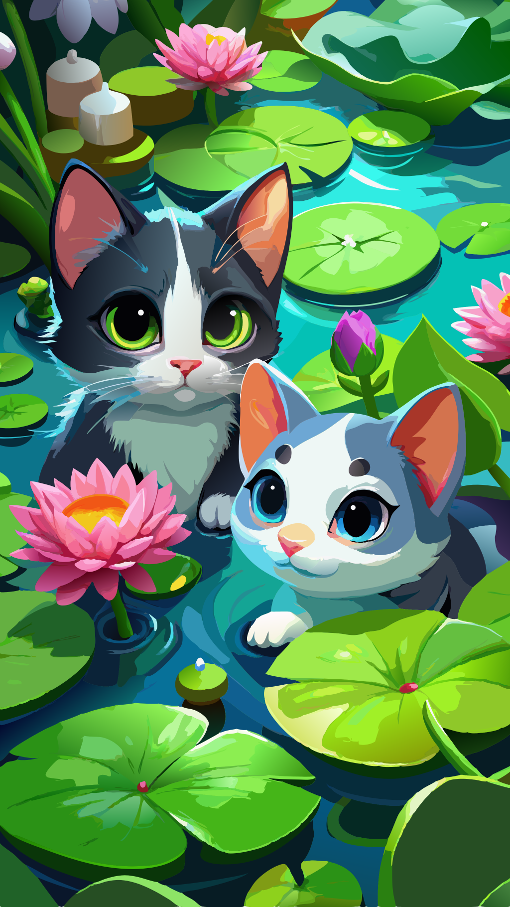 宁静猫咪与夜晚的魔力 壁纸
