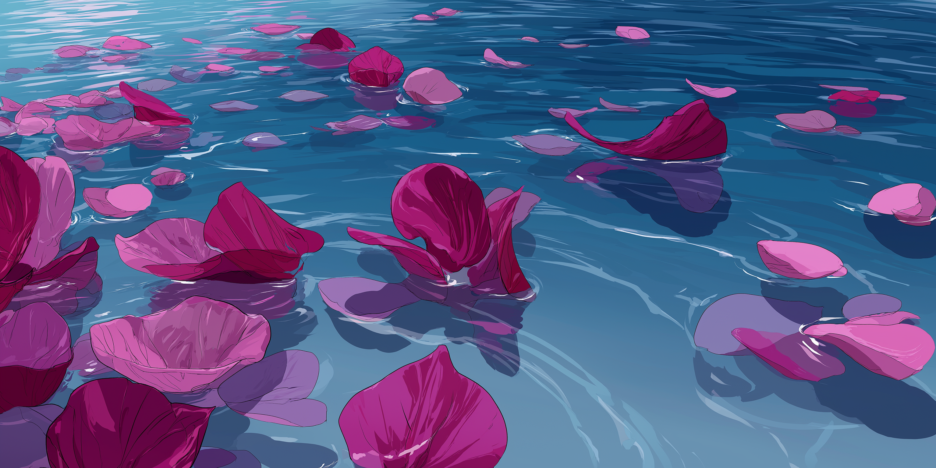 宁静红瓣漂浮 壁纸