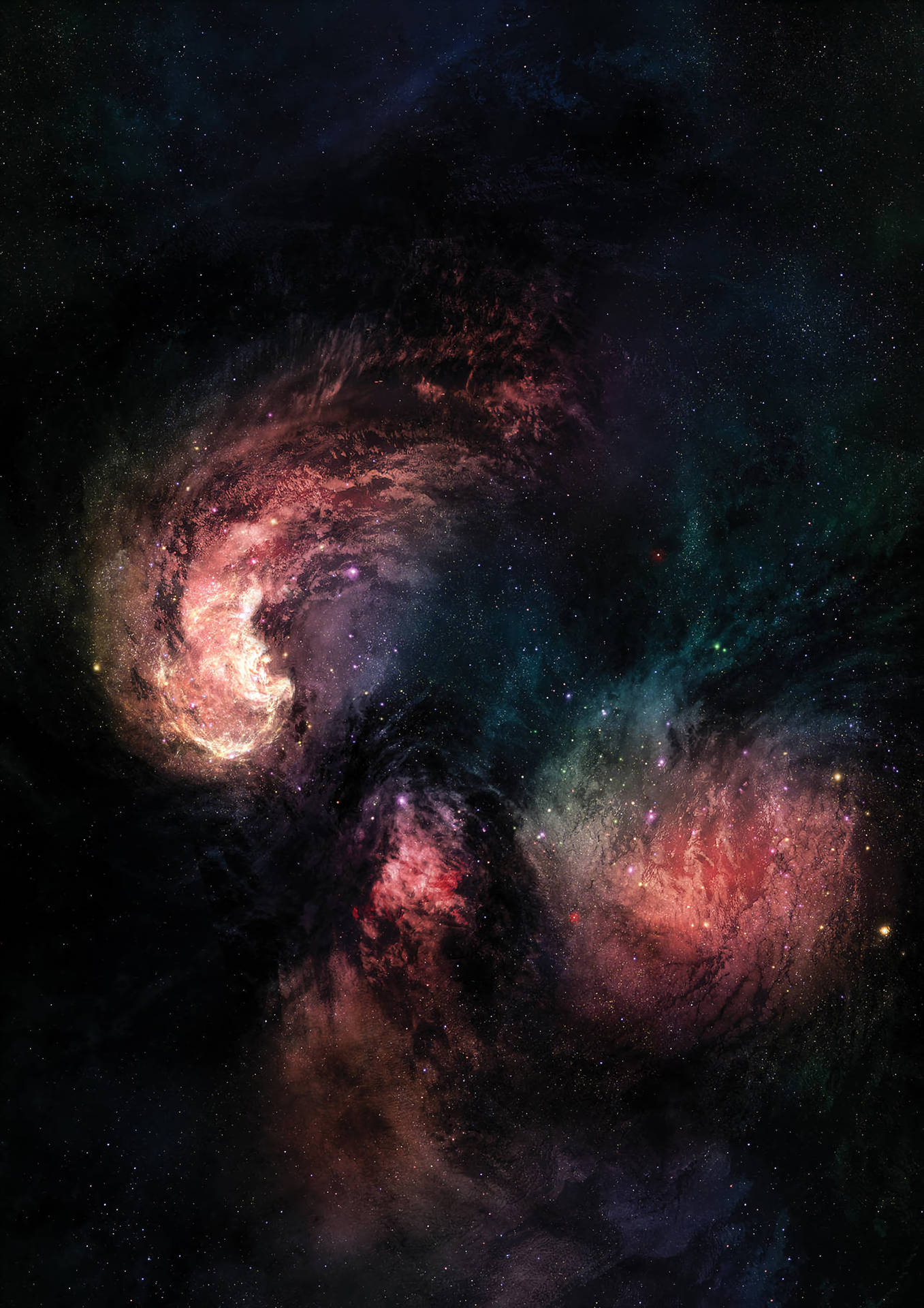 宇宙中的彩色星系壁纸