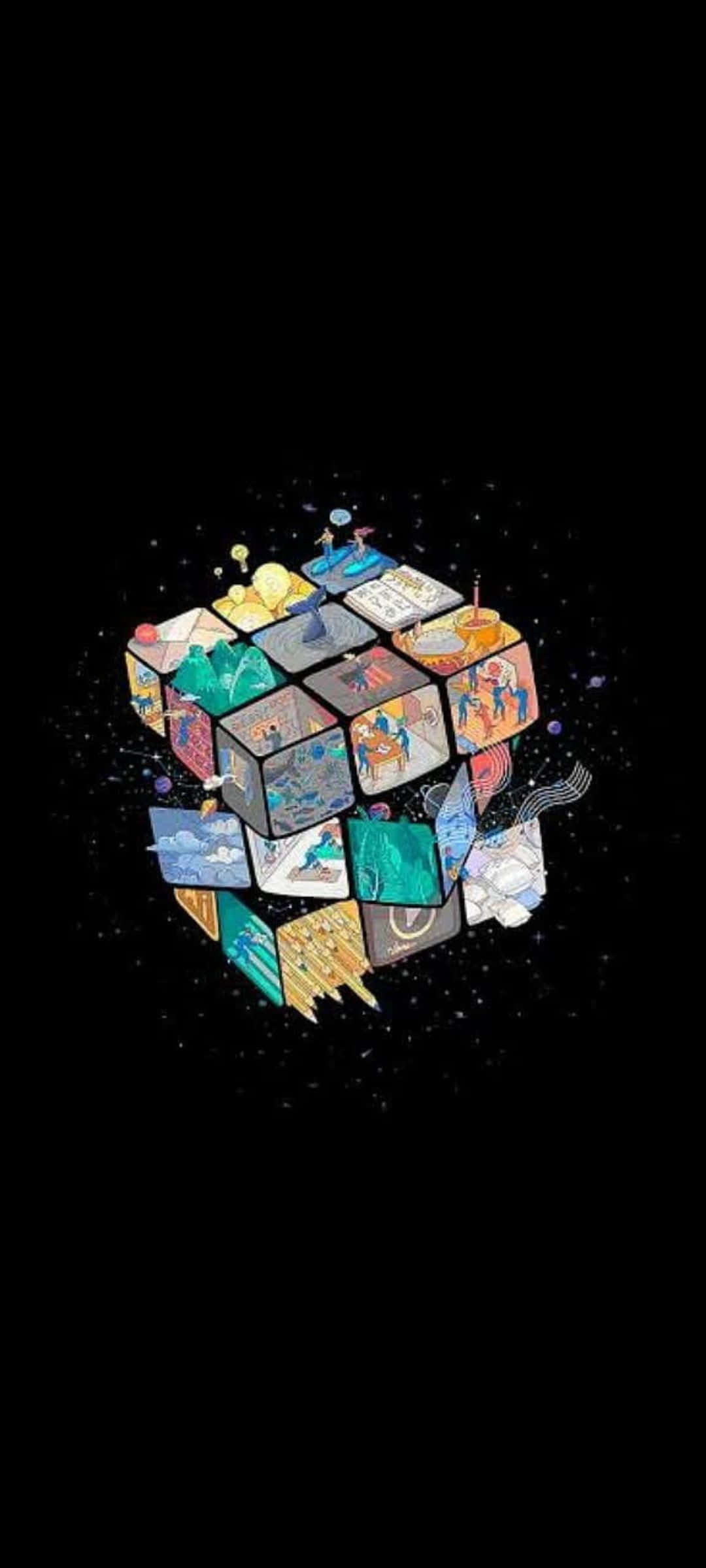 宇宙魔方艺术画作 壁纸