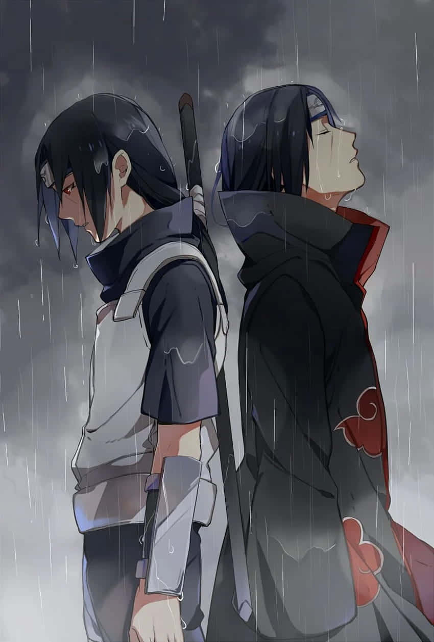 宇智波鼬与佐助雨中图 壁纸