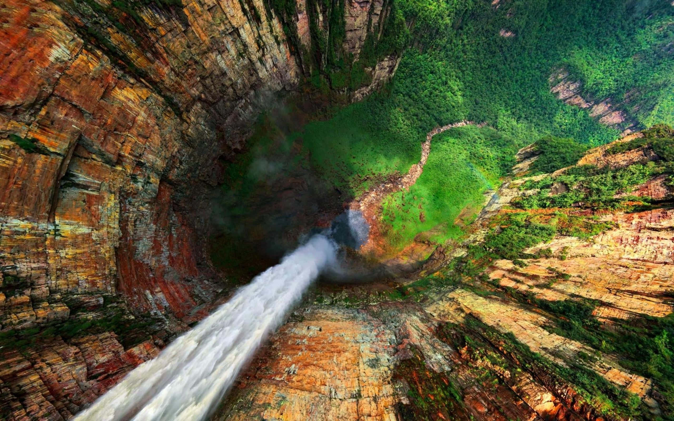 安赫尔瀑布空中全景 壁纸
