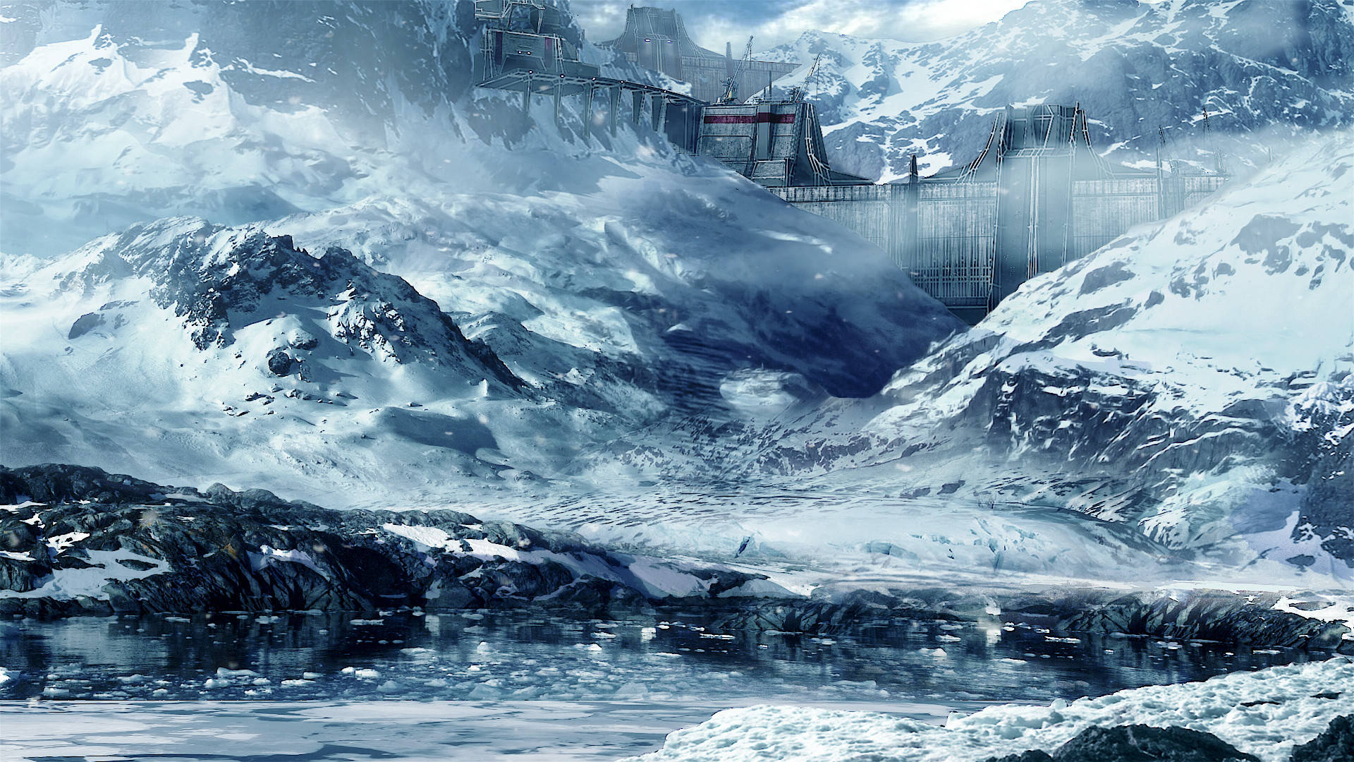 寒冷雪山顶城堡 壁纸