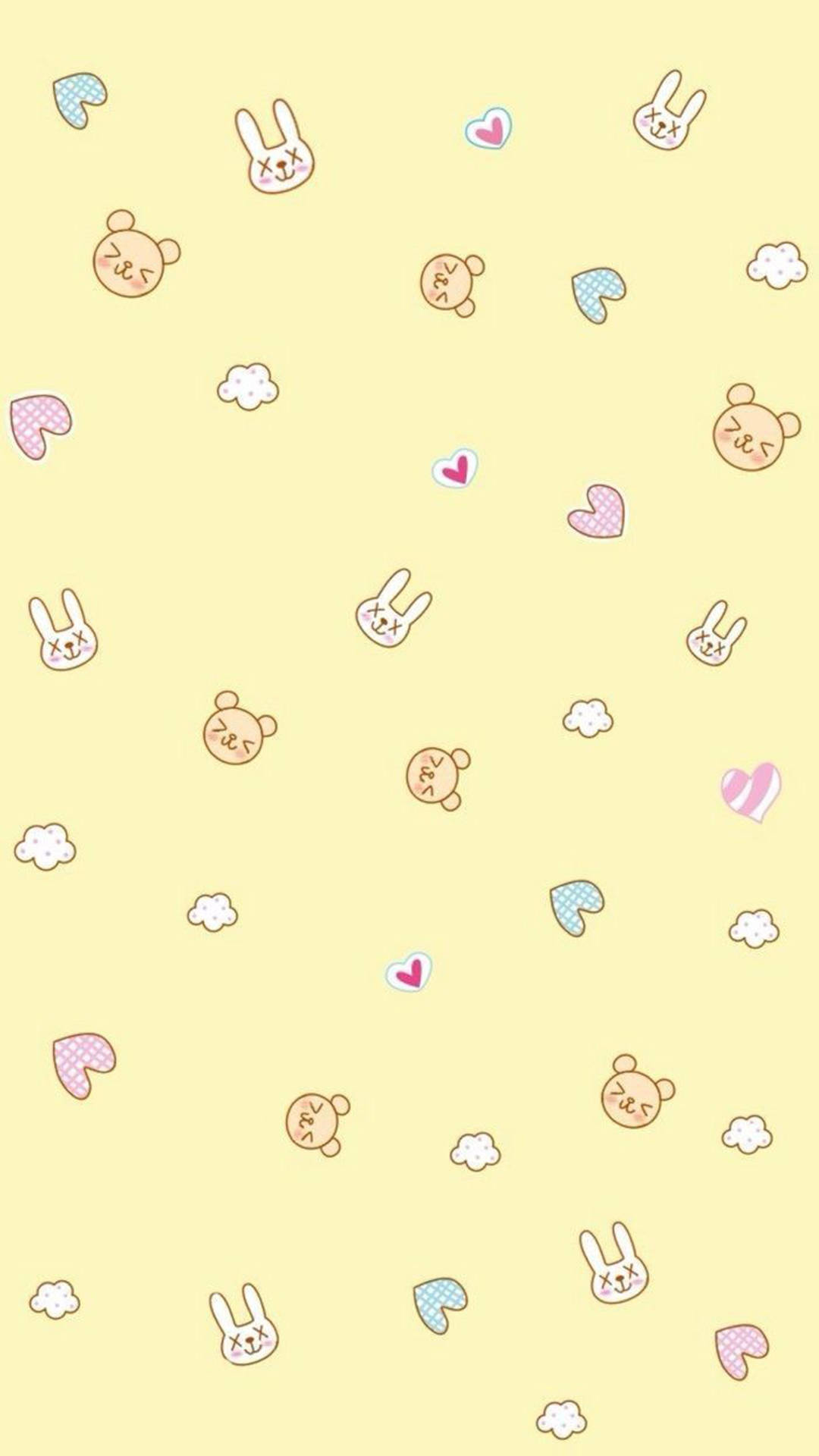 小熊与兔子的淡黄色美学 壁纸