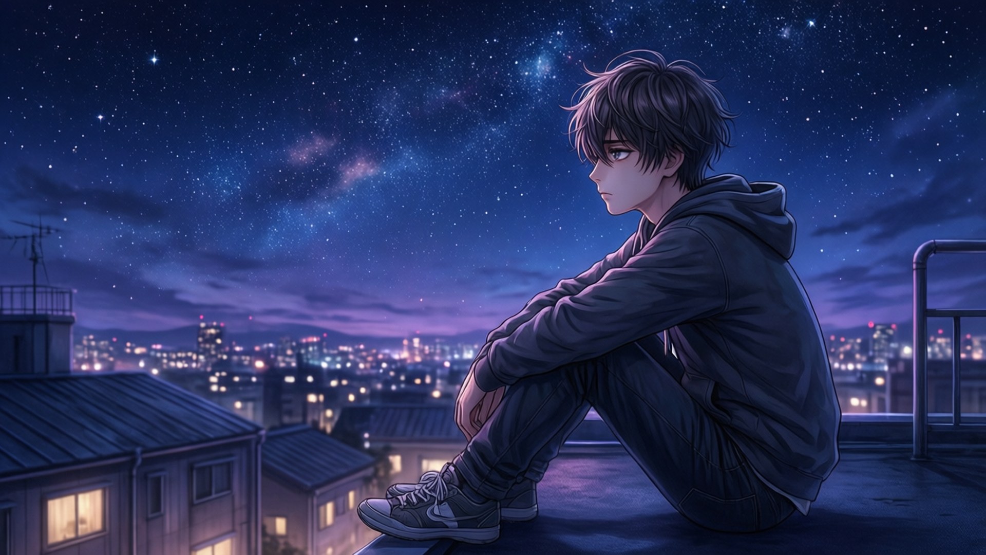 屋顶观星 壁纸