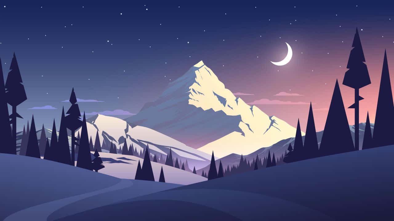 山与月矢量艺术720p 壁纸
