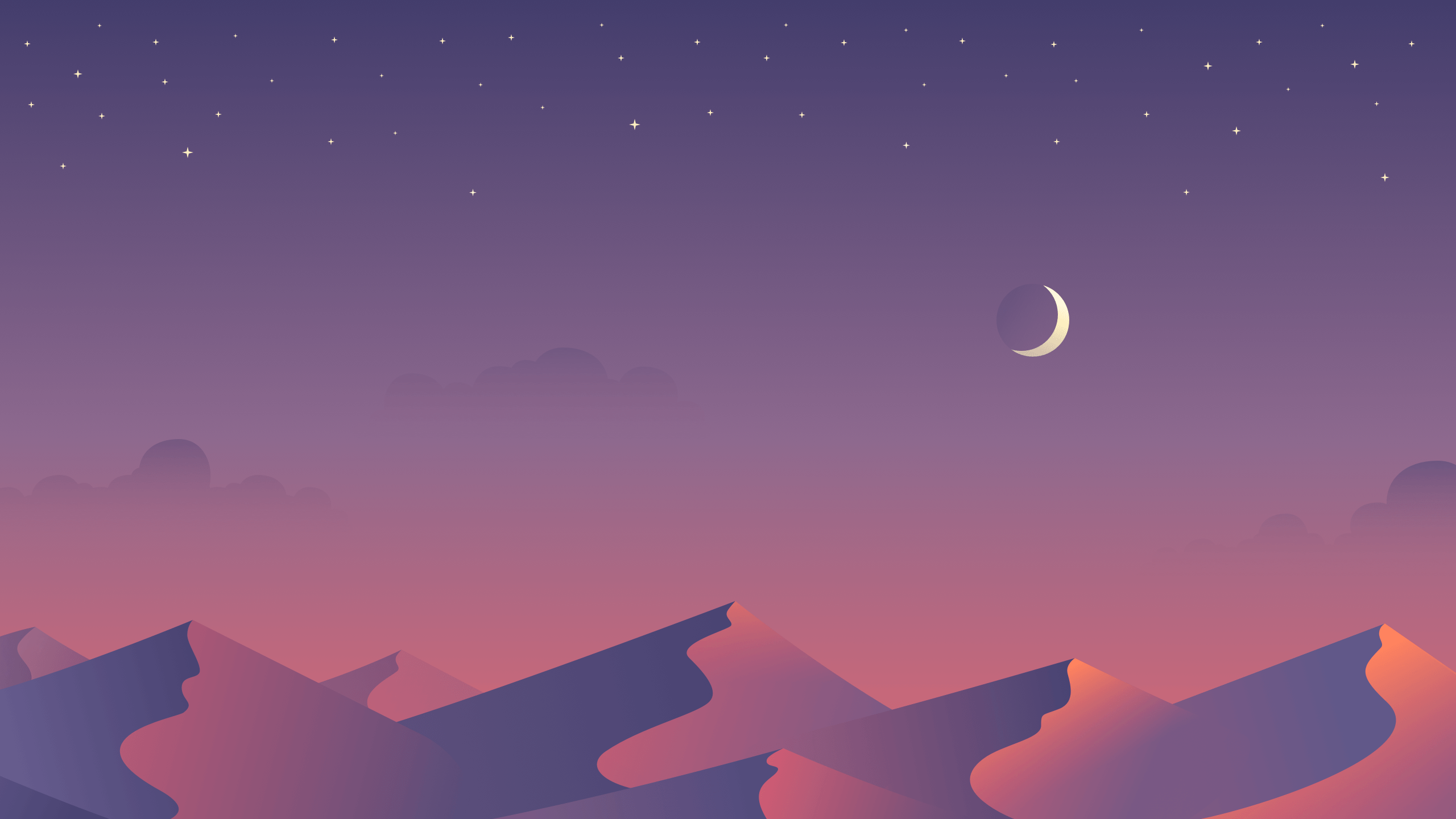 山峦月色与星空景观 壁纸