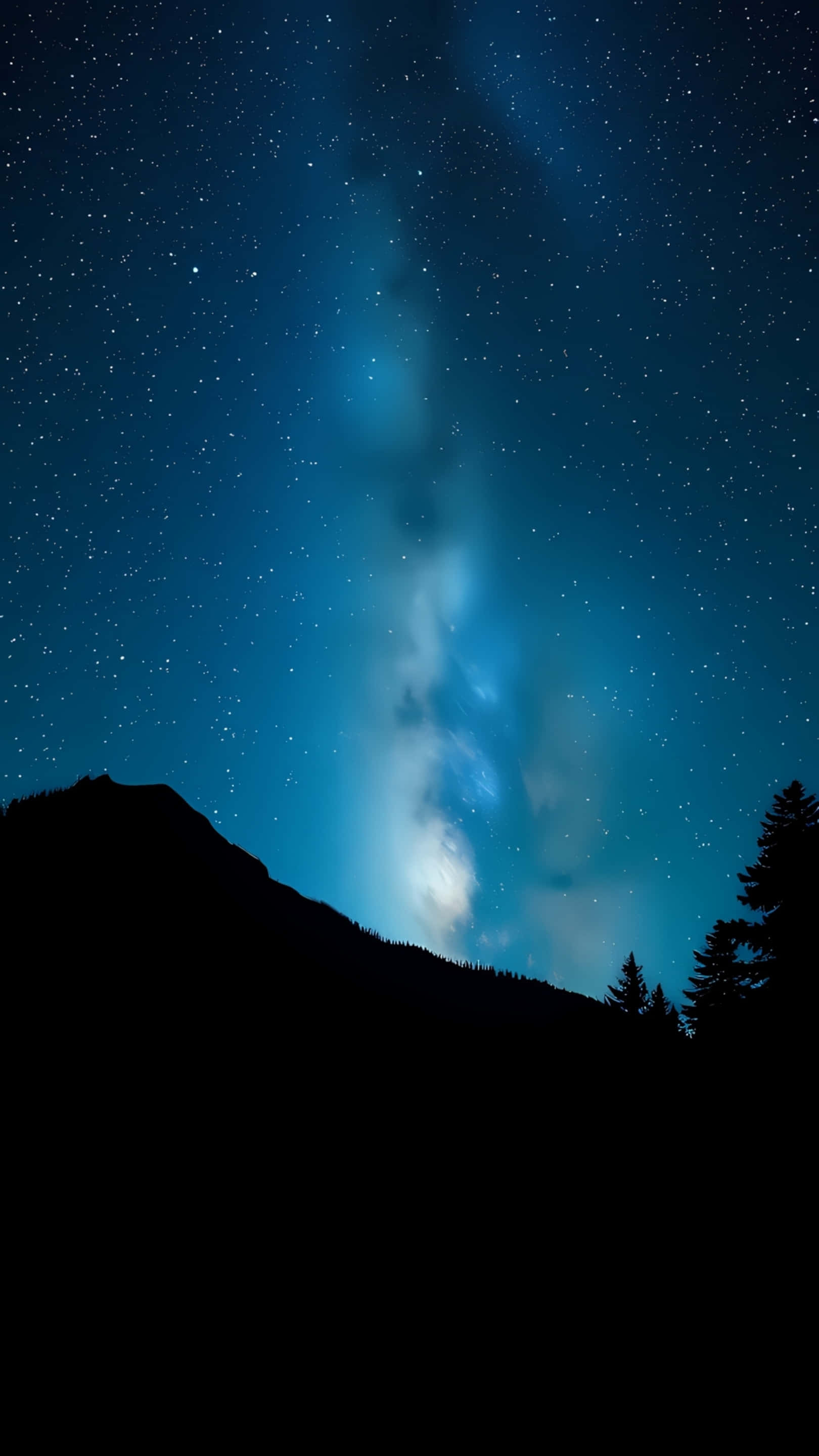 山影之上的星空夜空 壁纸