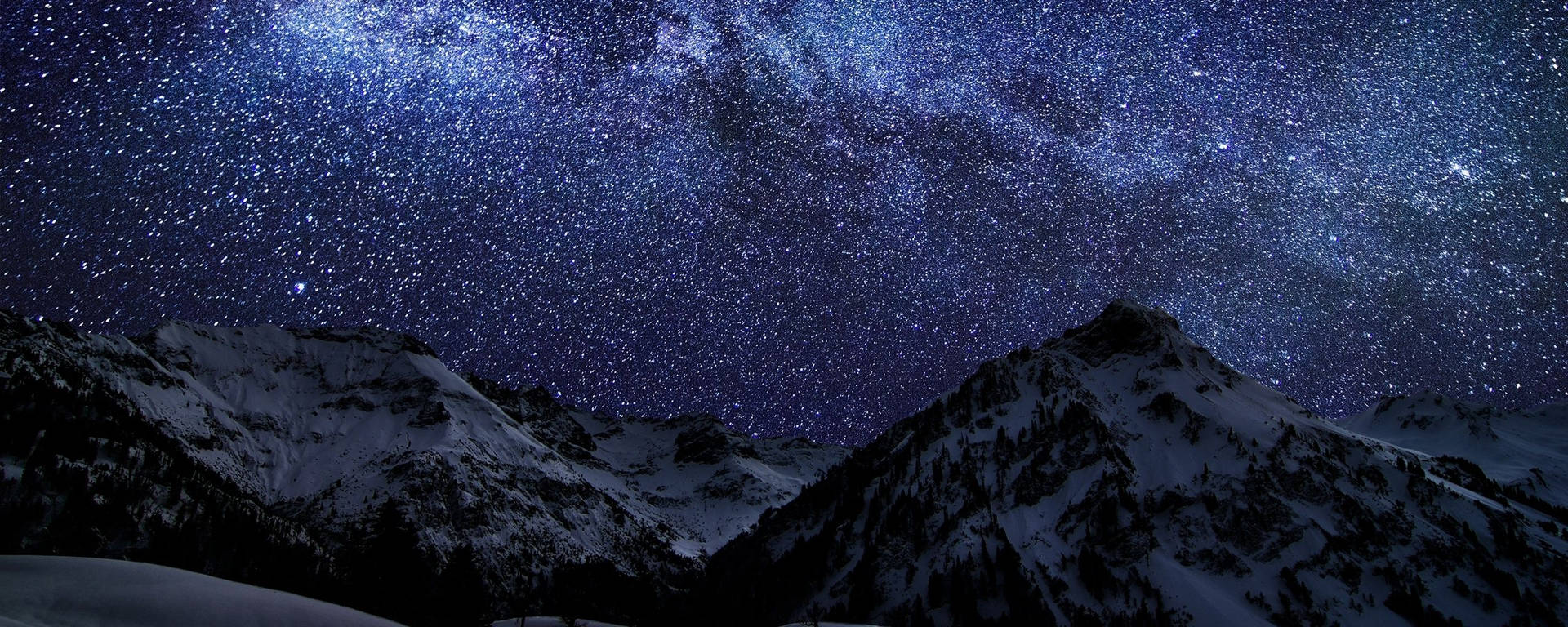星空雪夜双屏壁纸 — 双屏动图 壁纸