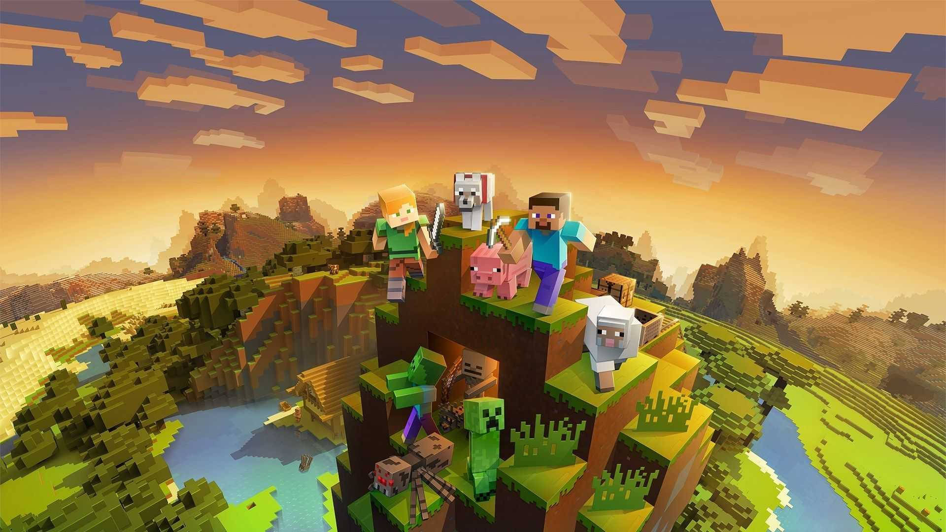山顶上的Minecraft角色高清壁纸 壁纸