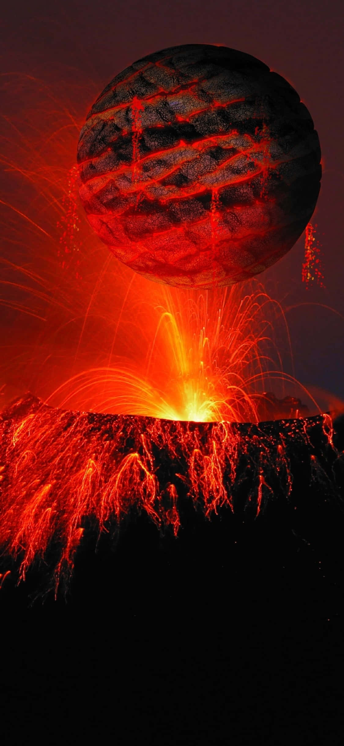 巨大飞碟飞越火山 壁纸