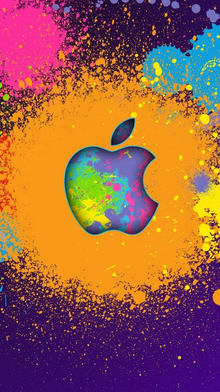 彩色泼墨苹果标志iPhone — 抽象 iPhone 壁纸 壁纸