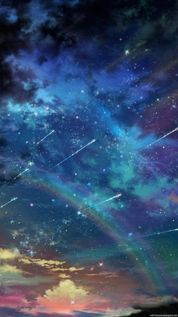彩虹与流星太空iPhone壁纸 壁纸