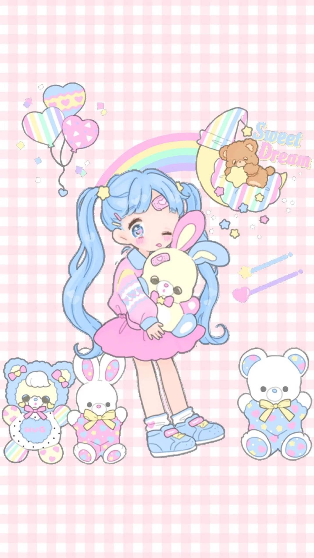 卡哇伊彩虹动漫女孩壁纸