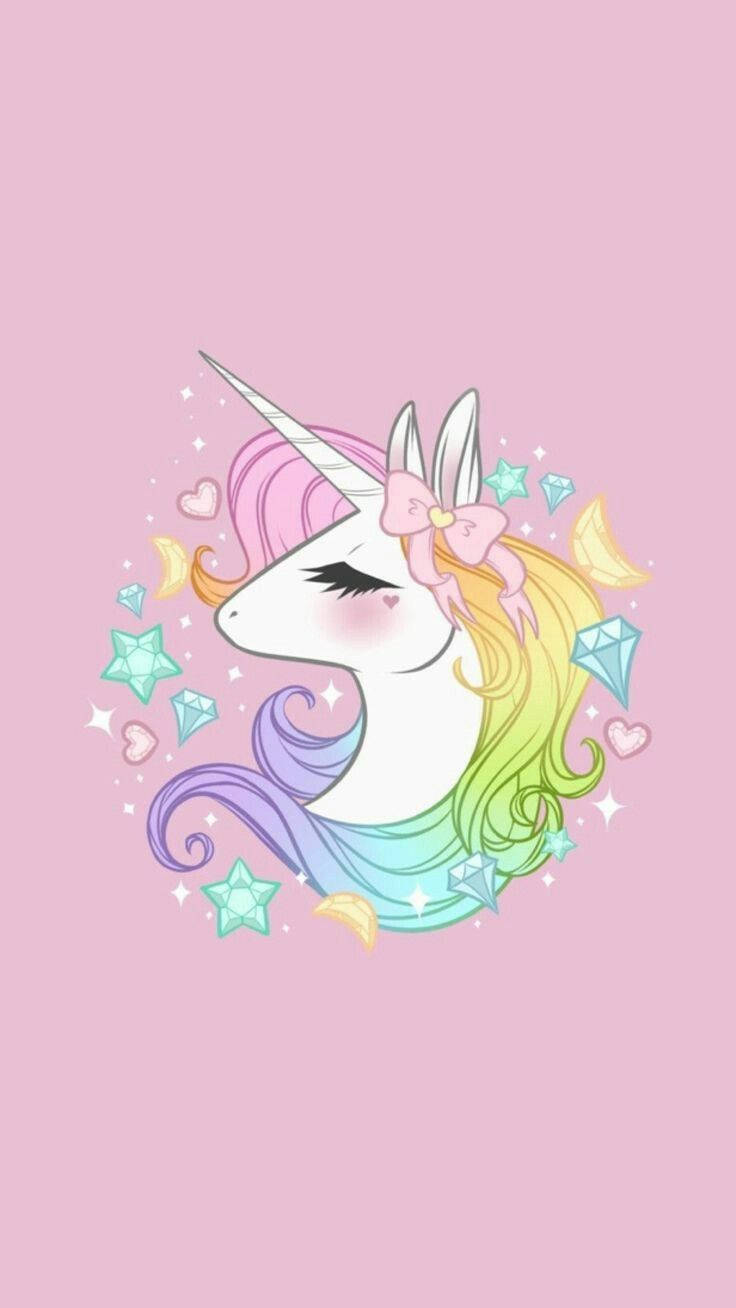 彩虹独角兽卡通手机壁纸 壁纸