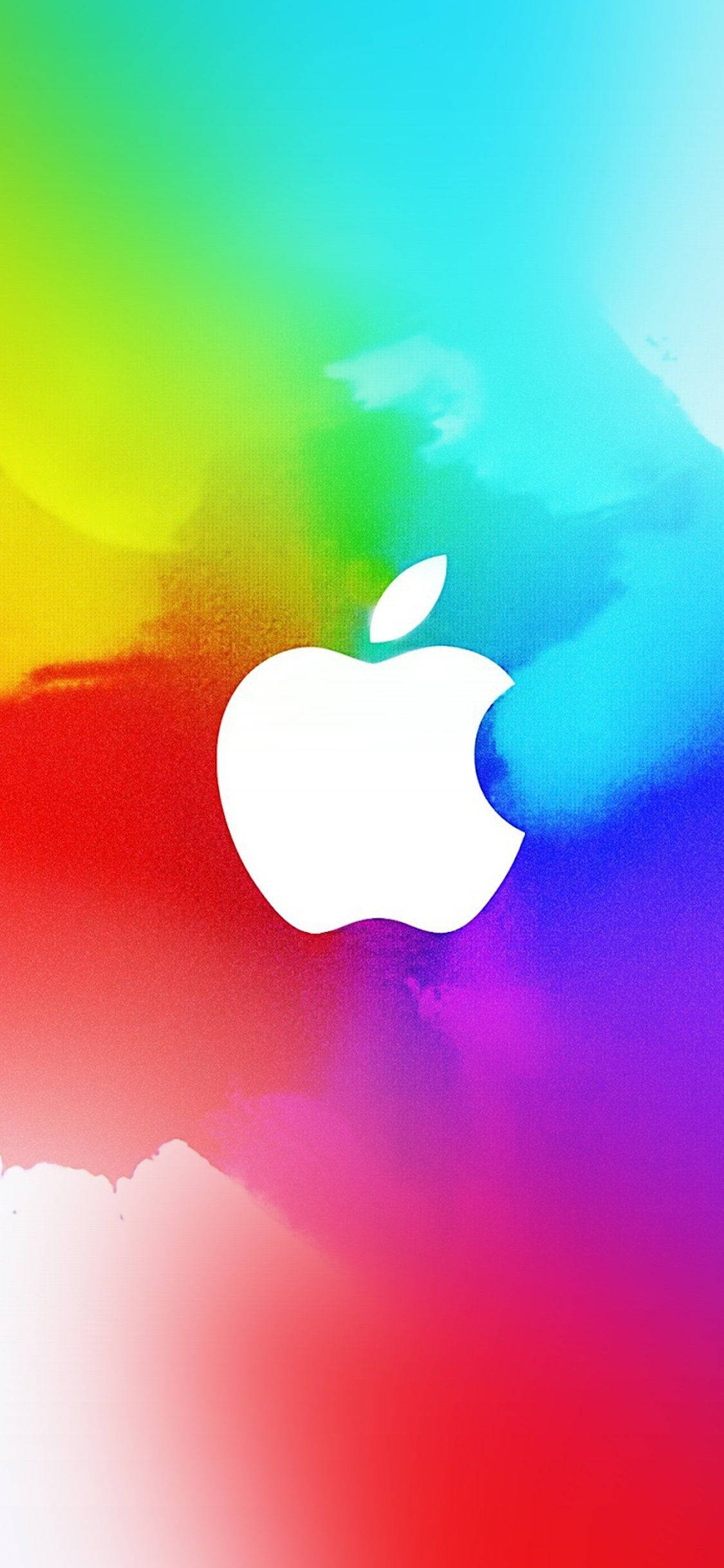 彩虹白色苹果标志iPhone壁纸 壁纸