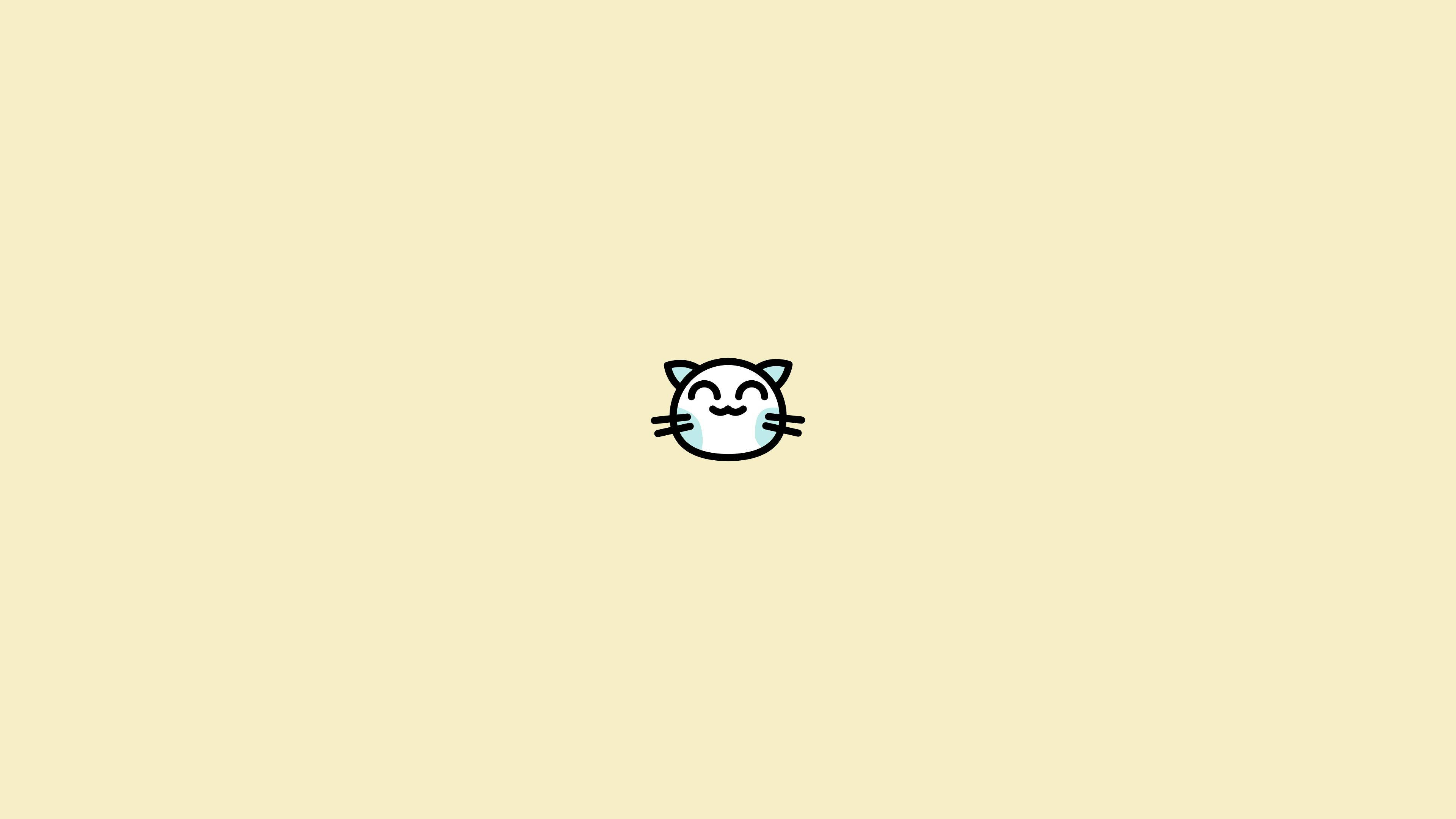 微笑猫咪极简美学笔记本电脑壁纸 壁纸
