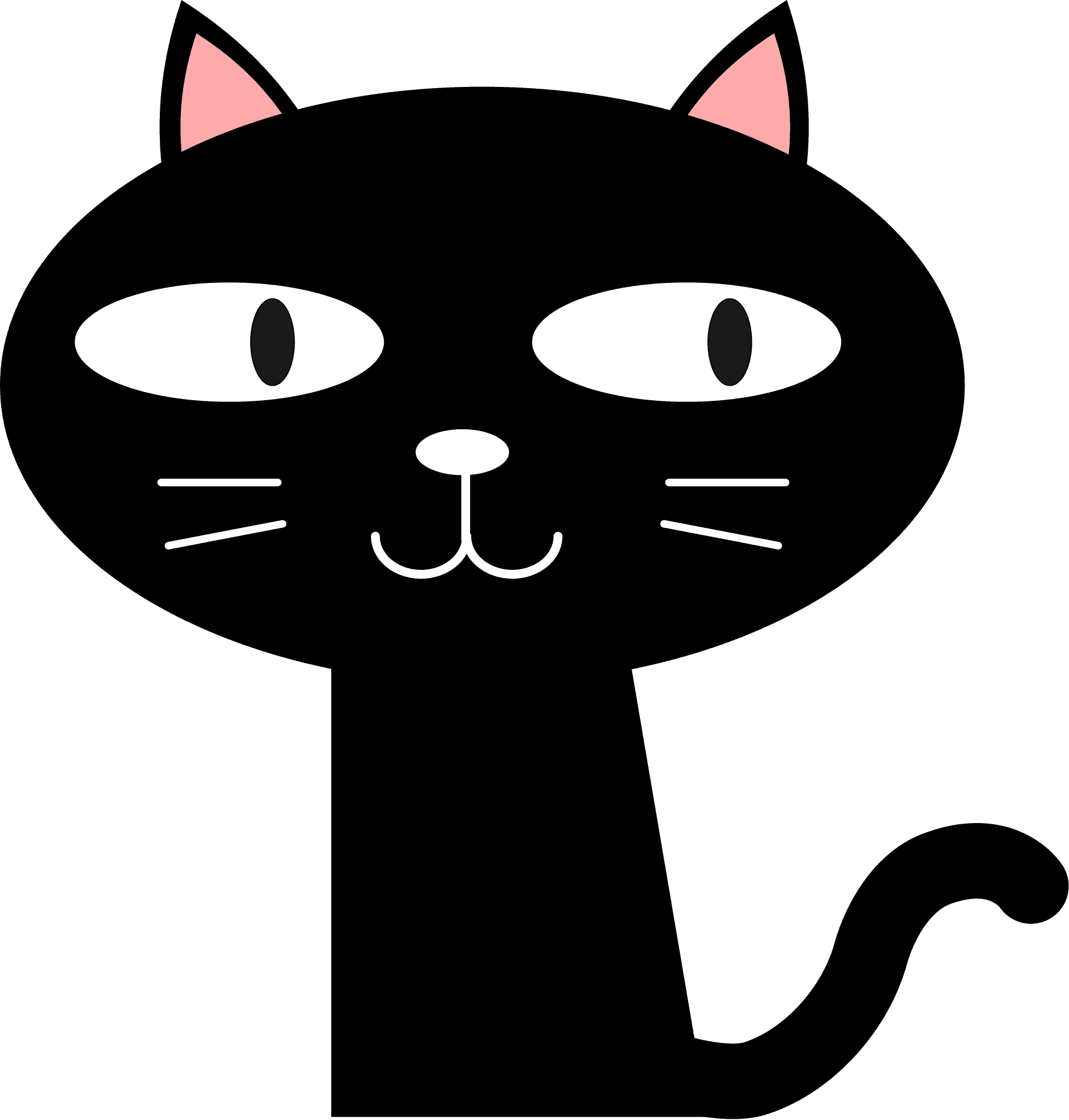 微笑的黑色卡通猫 壁纸