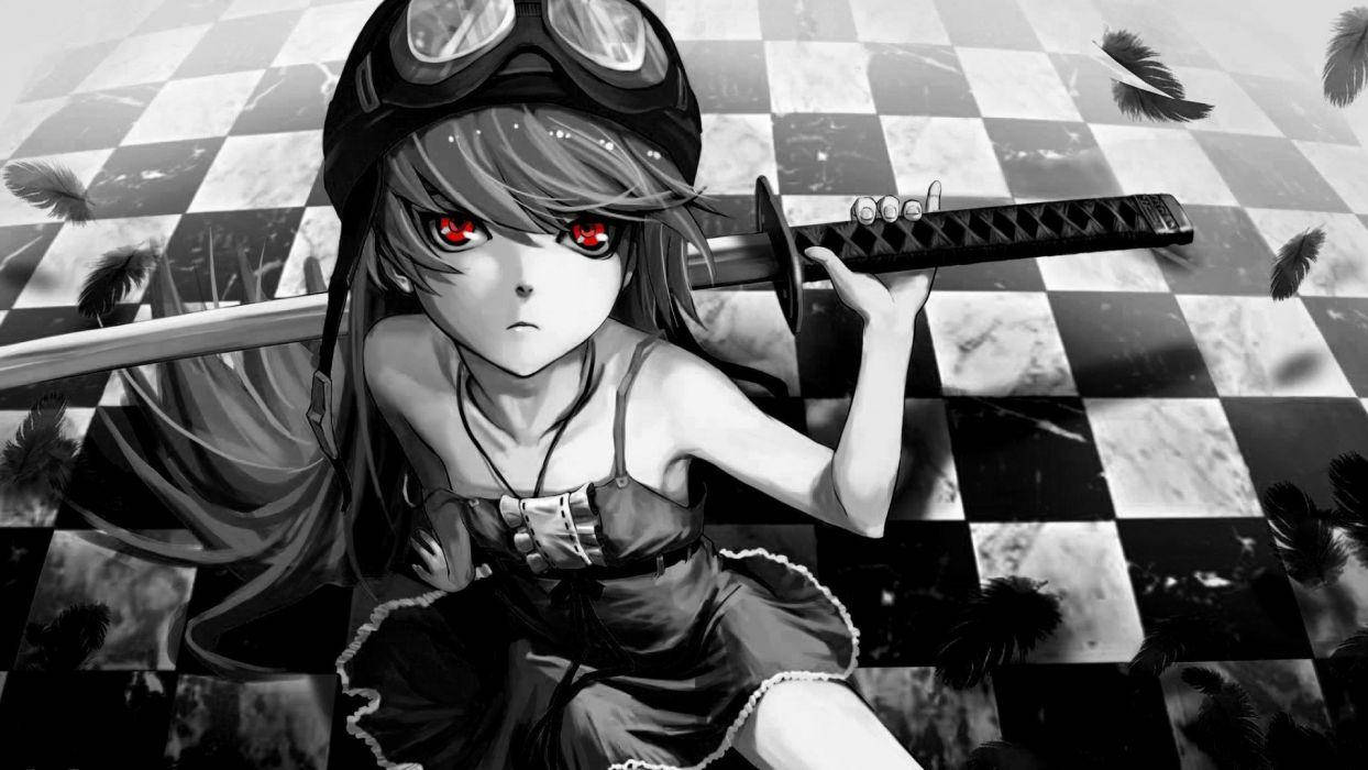 忍野忍动漫少女持剑 壁纸