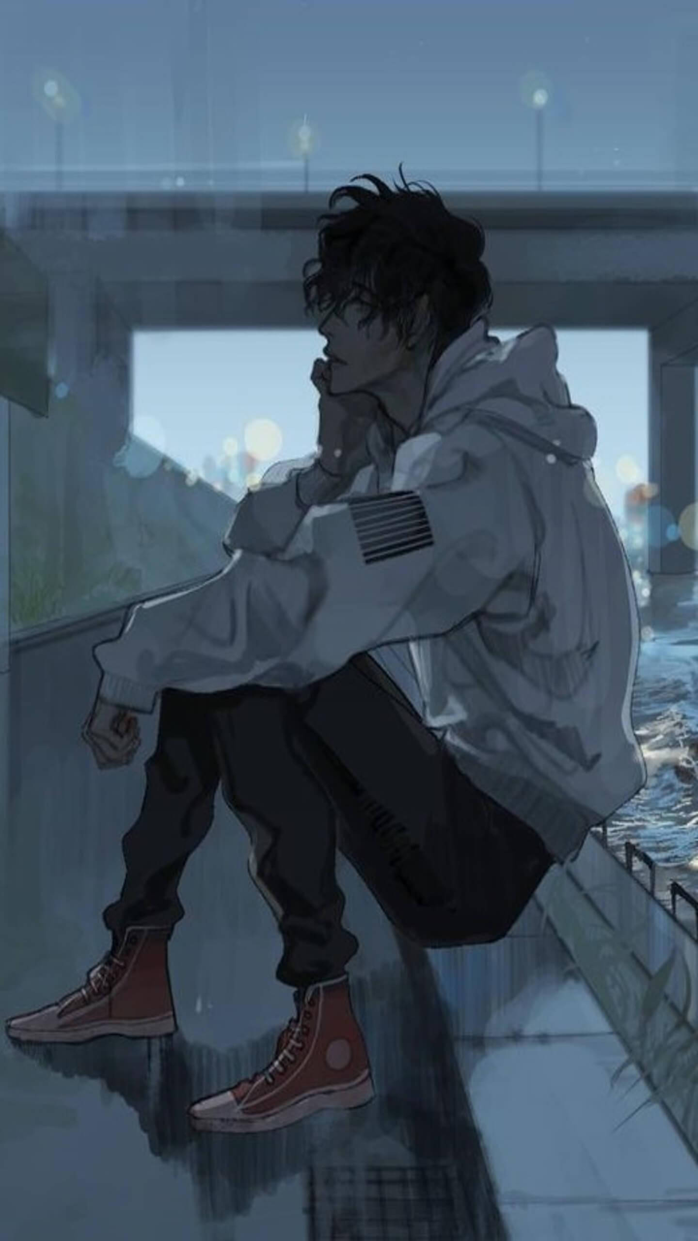 忧郁动漫白衣少年美学 壁纸