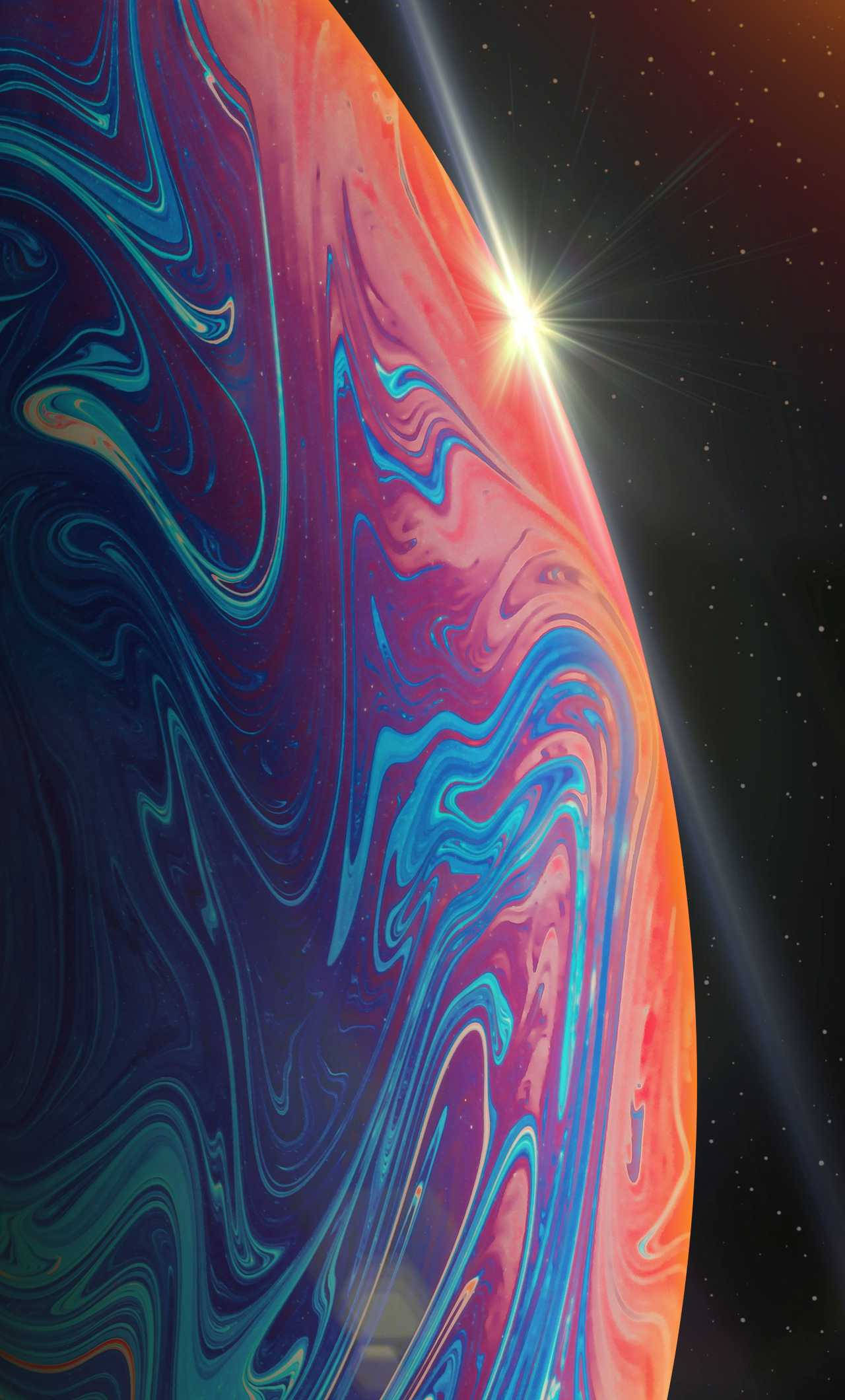 惊艳iPhone 13 Pro紫色与橙色星球主题壁纸 壁纸