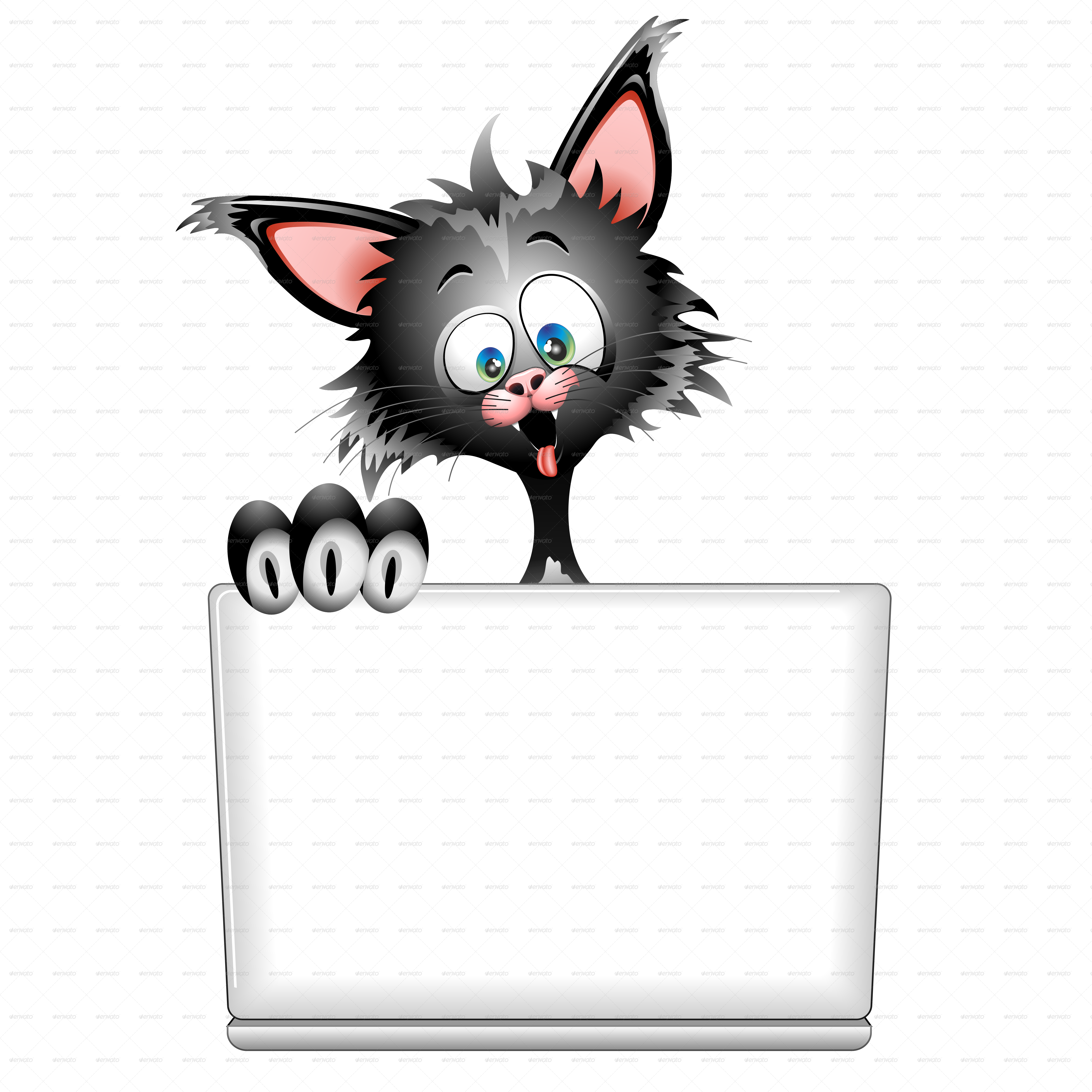 惊讶卡通猫探出头来 壁纸