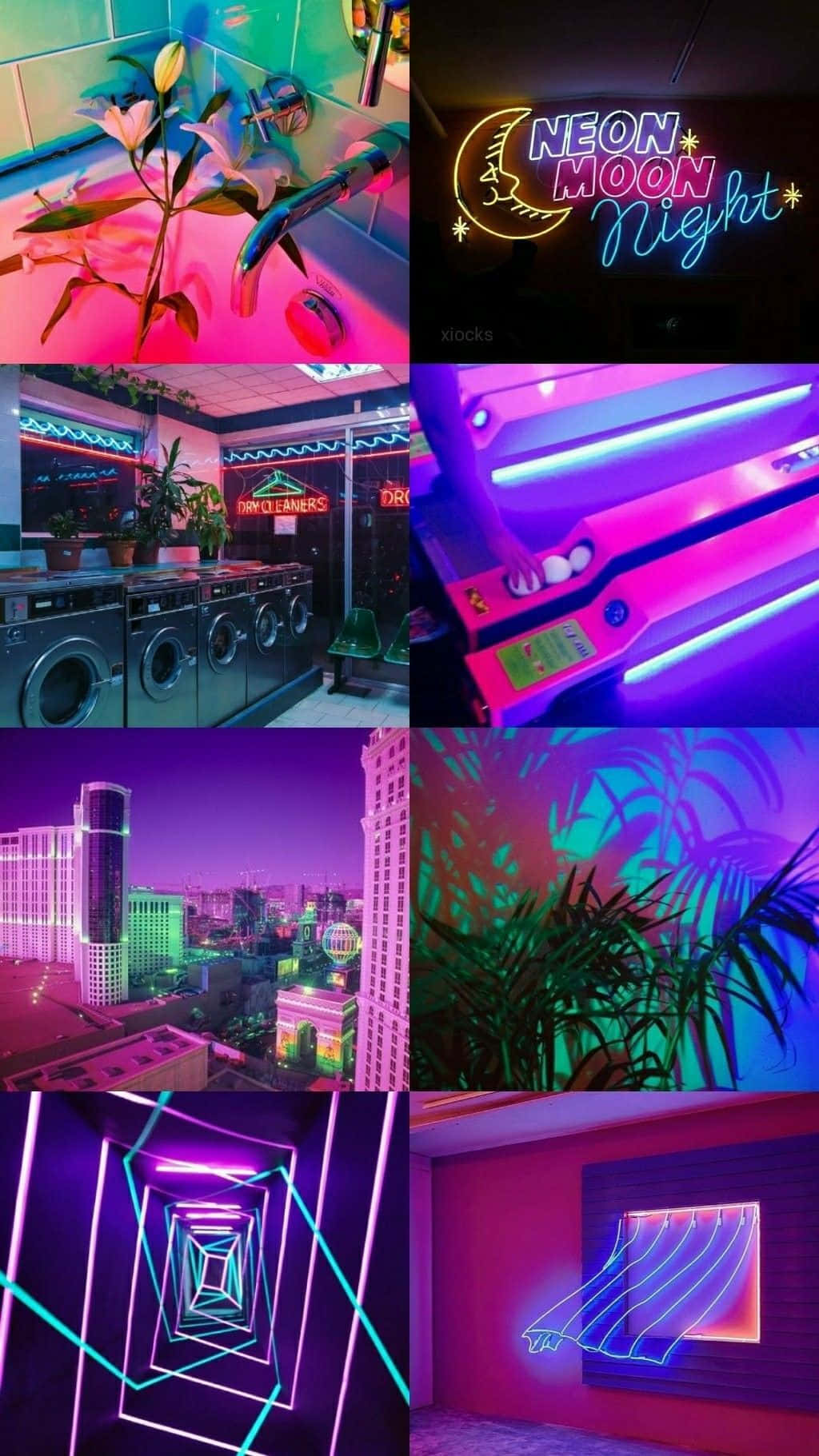 打造绝美未来感景观，完美霓虹美学背景 壁纸