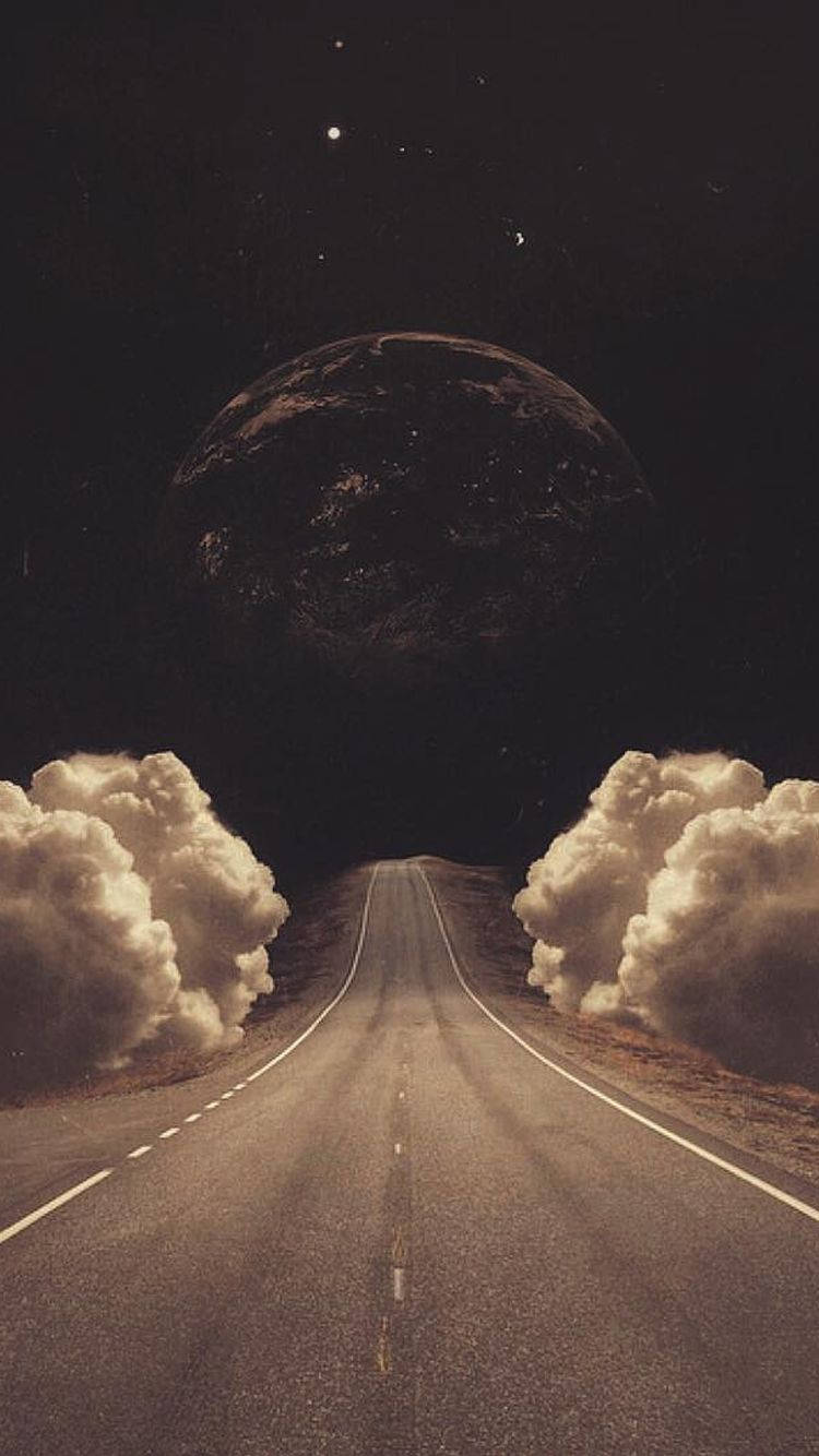 道路尽头的星球 iPhone 壁纸