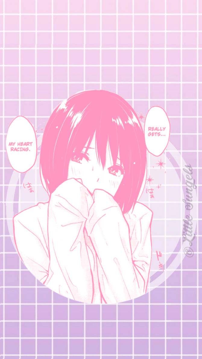 可爱粉色美学动漫女孩壁纸。