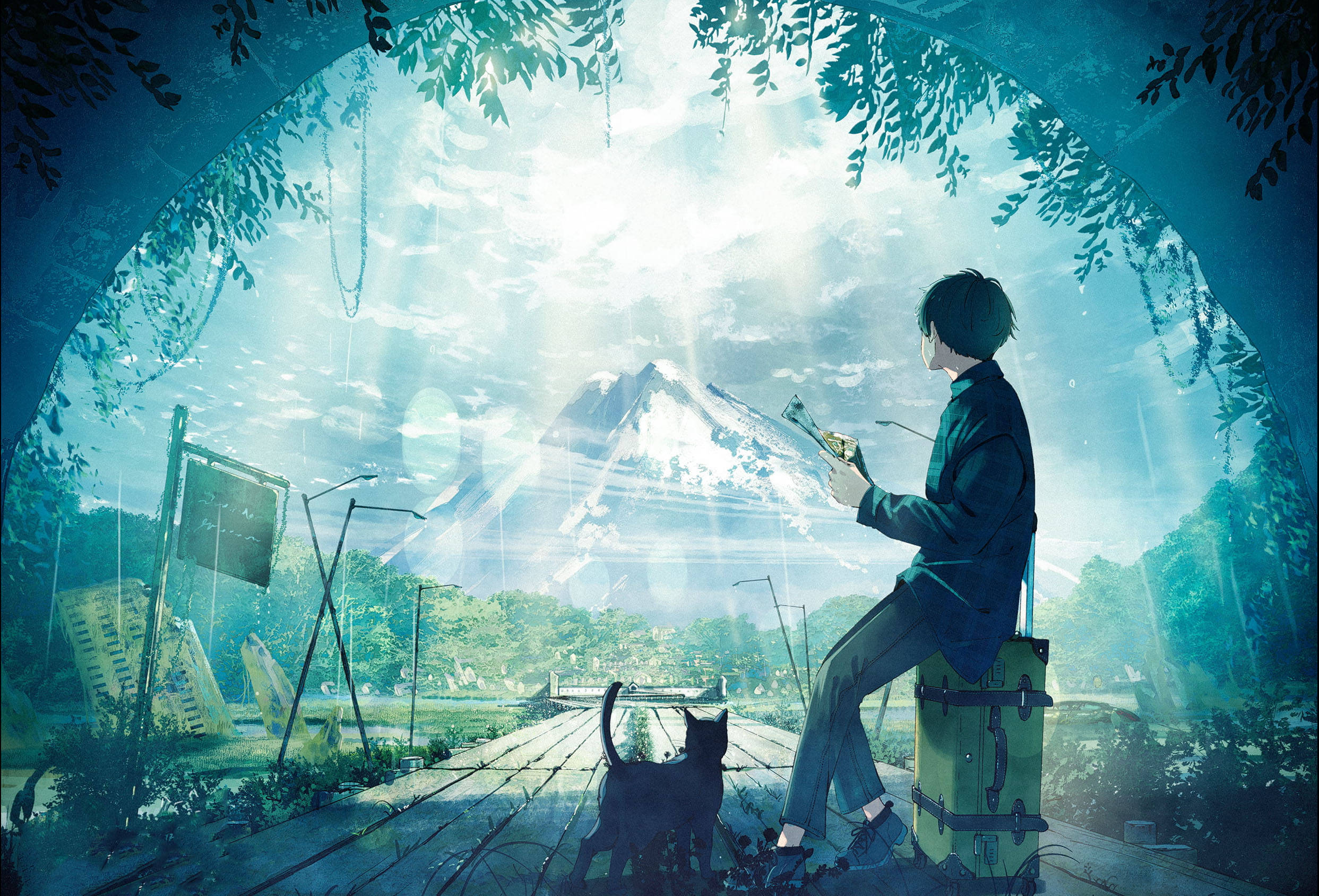 文艺少年与黑猫 壁纸