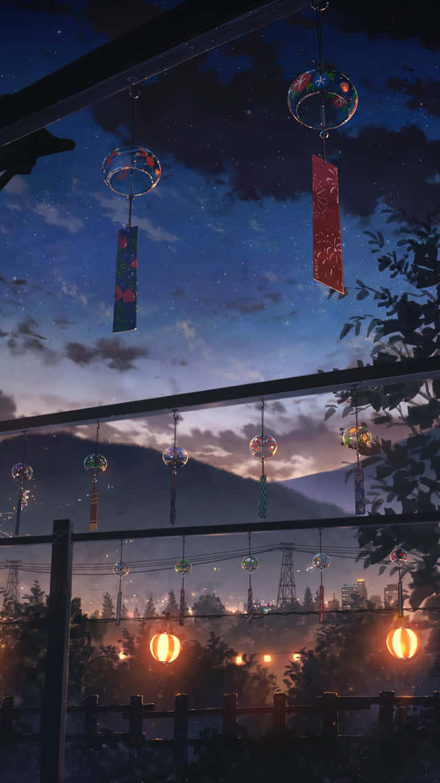 日式风铃夜景动漫风景