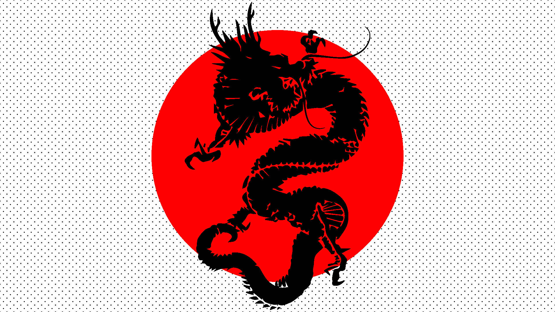 日式黑龙极简PC壁纸 日本国旗元素 壁纸
