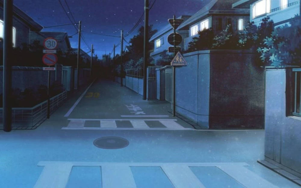 日本动漫暗夜街道 壁纸
