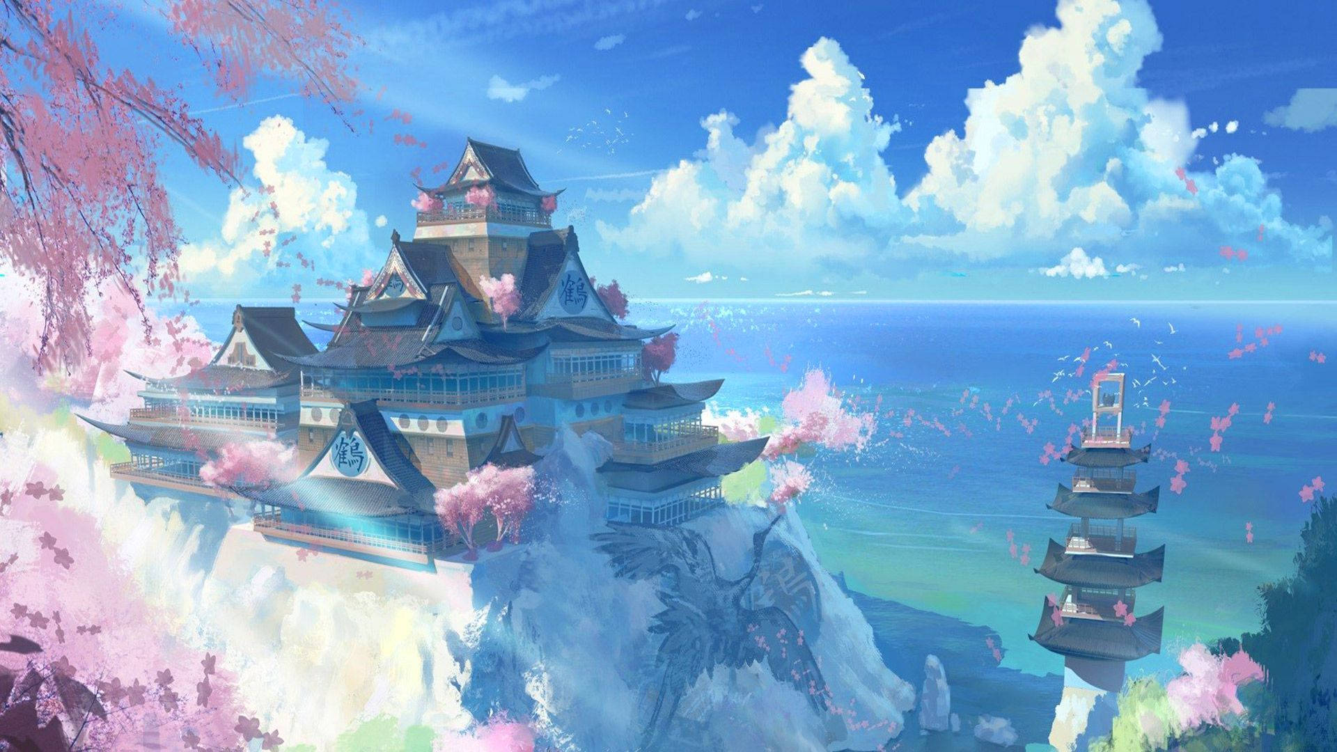 日本城堡动漫风景 壁纸