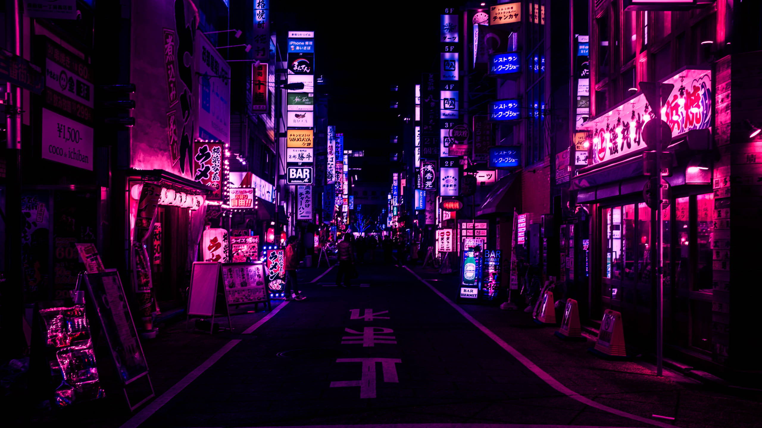 日本城市街道紫色美学 壁纸