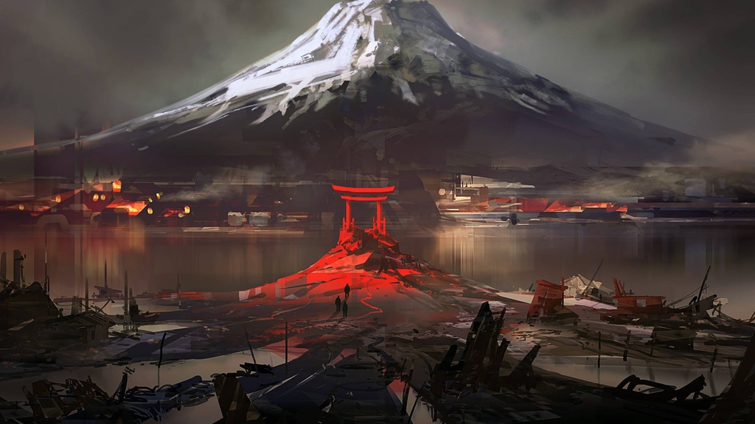 日本富士山数字绘画 壁纸