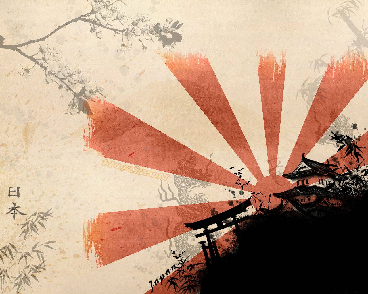 日本武士与旭日 壁纸