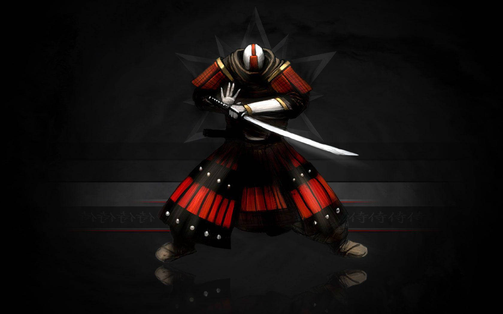 日本武士暗色背景 壁纸