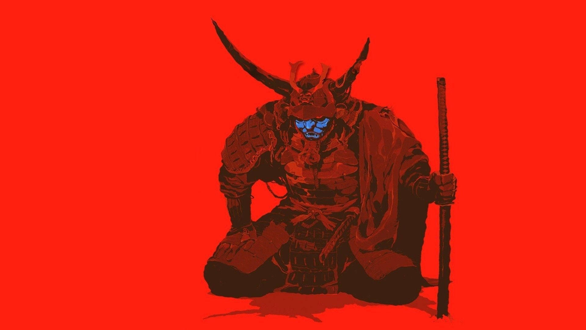 日本武士红色主题 壁纸