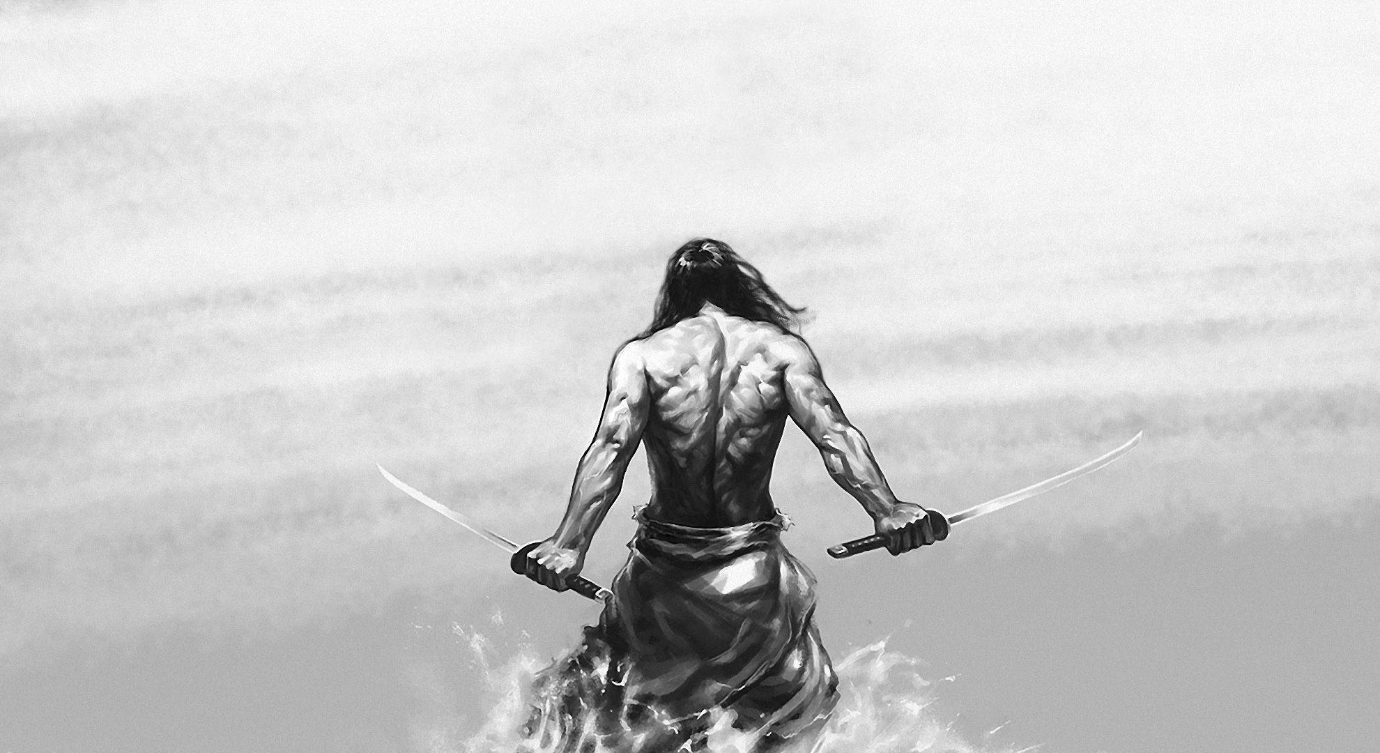 日本武士踏水 壁纸