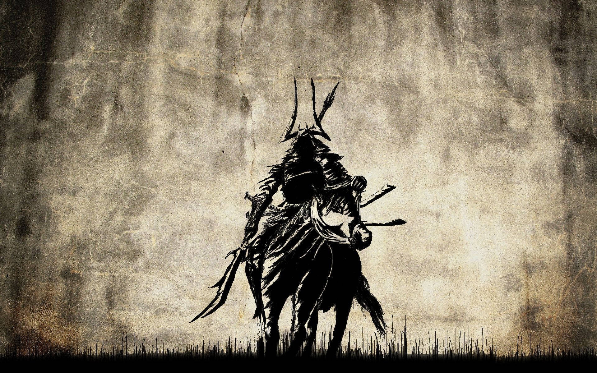 日本武士骑马图 壁纸